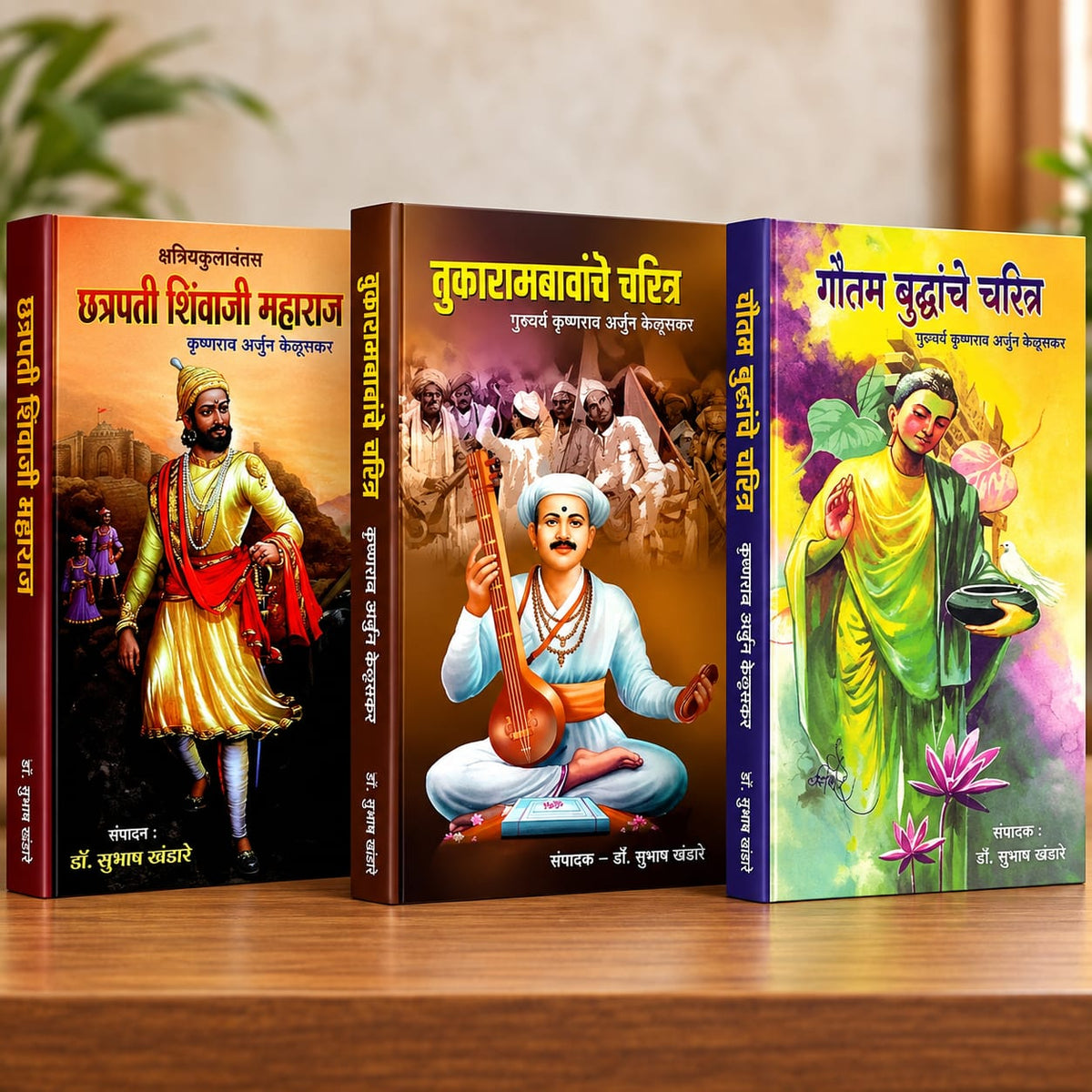 छत्रपती शिवाजी महाराज, तुकाराम बावांचे चरित्र, गौतम बुद्धाचे चरित्र (कृष्णराव अर्जुन केळूस्कर संच-3 पुस्तके)